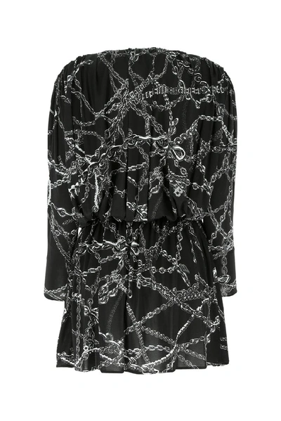 Shop Balenciaga Printed Mini Dress In Black