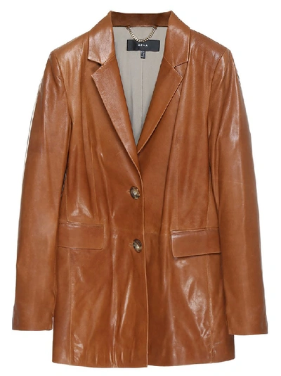 Shop Arma Carline Leather Blazer In Brown
