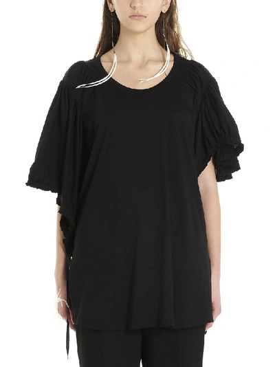Shop Ann Demeulemeester Ruched Asymmetric T In Black