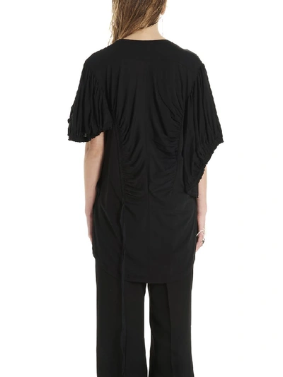 Shop Ann Demeulemeester Ruched Asymmetric T In Black