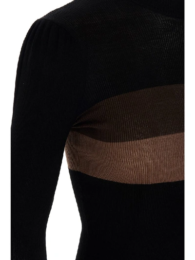 Shop Fendi Contrasting Stripe Roll Neck Sweater In Black