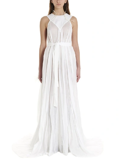 Shop Ann Demeulemeester Draped Maxi Dress In White