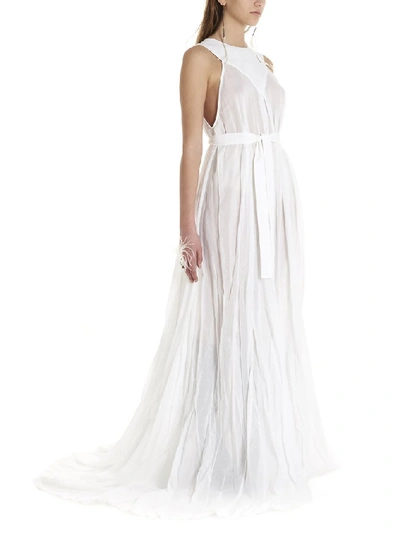 Shop Ann Demeulemeester Draped Maxi Dress In White
