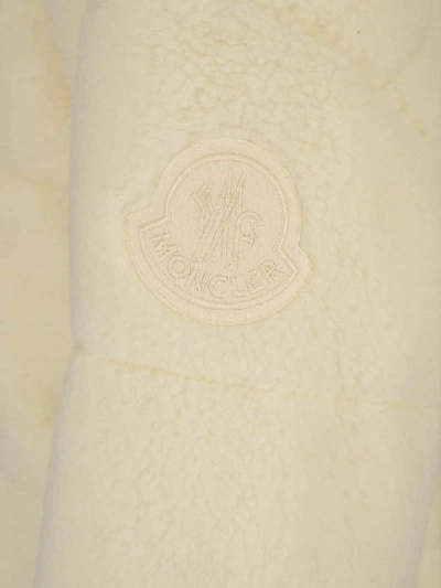 Shop Moncler Double Breasted Teddy Coat In White