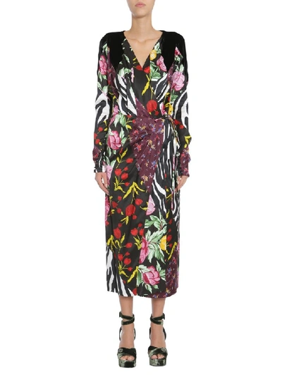 Shop Attico The  Patchwork Wrap Dress In Multi