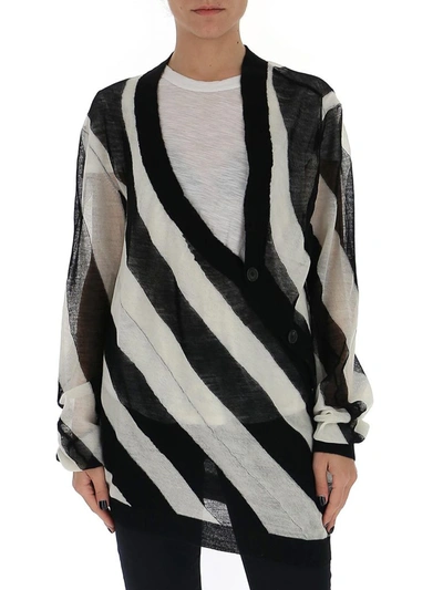 Shop Ann Demeulemeester Striped Knitted Cardigan In Multi