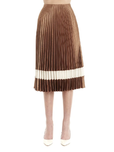 Shop Theory Pleated Midi Skirt In Brown