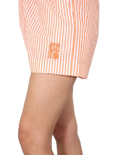 Shop Kenzo Striped Bermuda Shorts In Orange