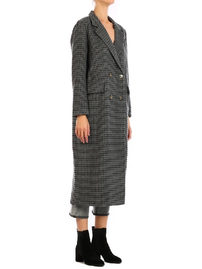 Shop Ganni Checked Double In Grey