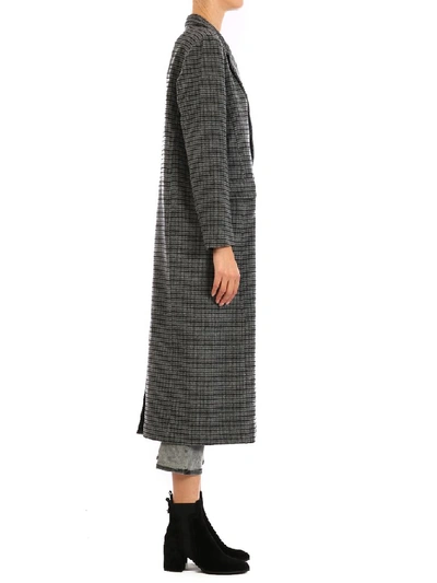 Shop Ganni Checked Double In Grey