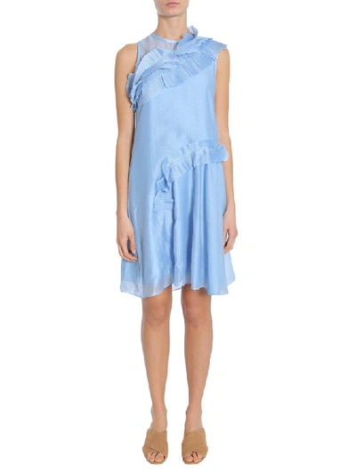 Shop Carven Ruffled Mini Dress In Blue