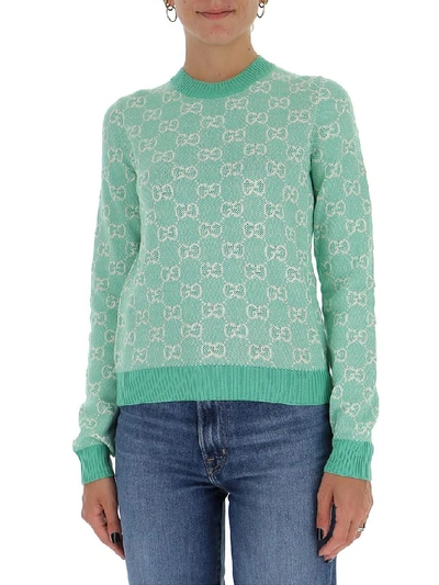 Shop Gucci Gg Piquet Sweater In Green