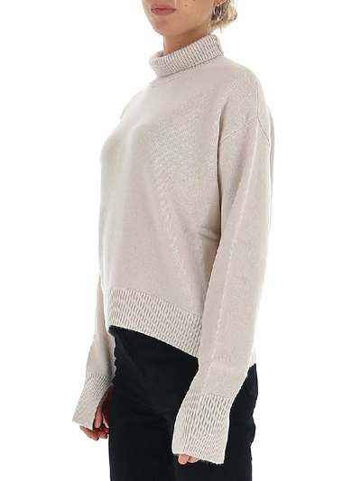 Shop Max Mara 's  Turtleneck Knitted Sweatshirt In Beige