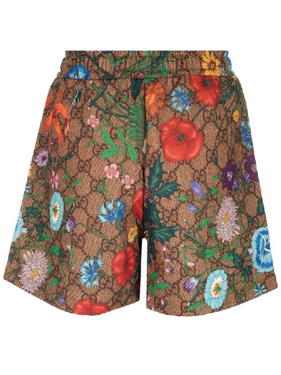 Shop Gucci Gg Flora Print Shorts In Multi