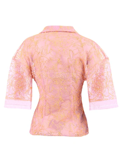 Shop Jacquemus Embroidered Tulle Blouse In Multi