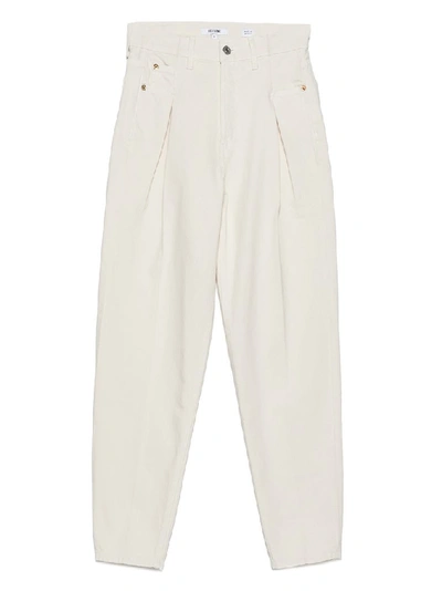 Shop Re/done Tapered Denim Jeans In White