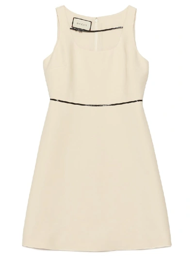 Shop Gucci Logo Buckle Strap Dress In Beige