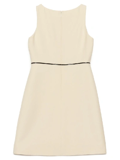 Shop Gucci Logo Buckle Strap Dress In Beige