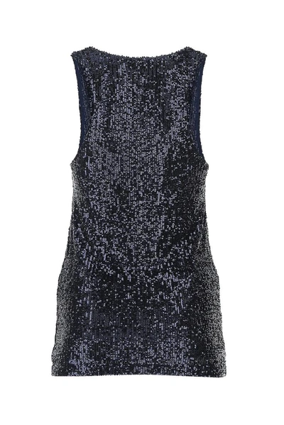 Shop Saint Laurent Sequins Tank Top In Blue