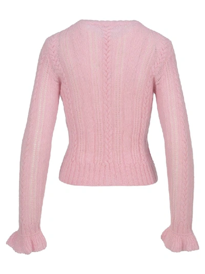 Shop Philosophy Di Lorenzo Serafini Ruffled Cable Knit Sweater In Pink