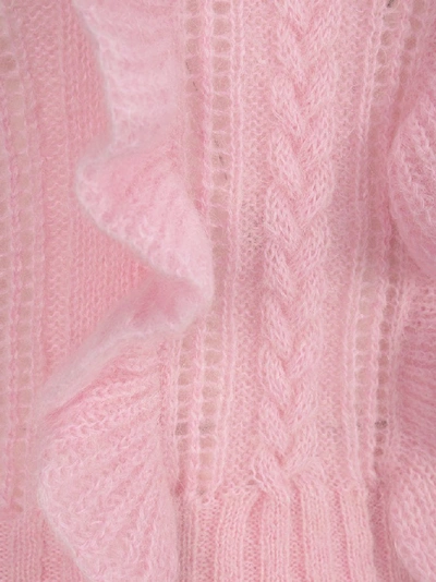 Shop Philosophy Di Lorenzo Serafini Ruffled Cable Knit Sweater In Pink