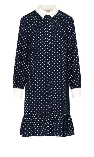 Shop Tory Burch Polka Dot Dress In Navy