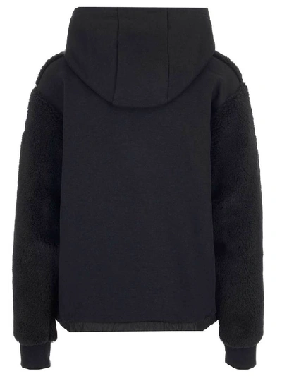Shop Moncler Hooded Fleece Jacket In Black