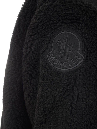 Shop Moncler Hooded Fleece Jacket In Black