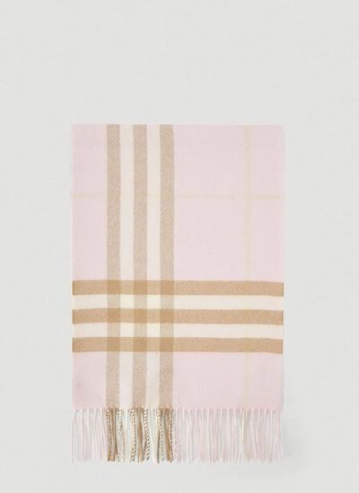 Shop Burberry Classic Check Scarf In Pink