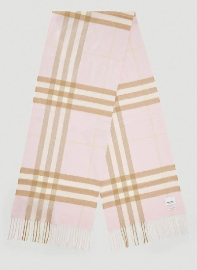 Shop Burberry Classic Check Scarf In Pink