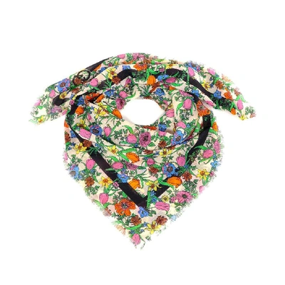 Shop Gucci Flora Print Scarf In Multi