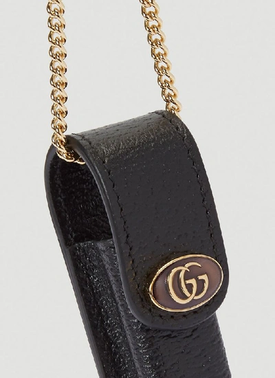 Shop Gucci Logo Lipstick Holder In Black