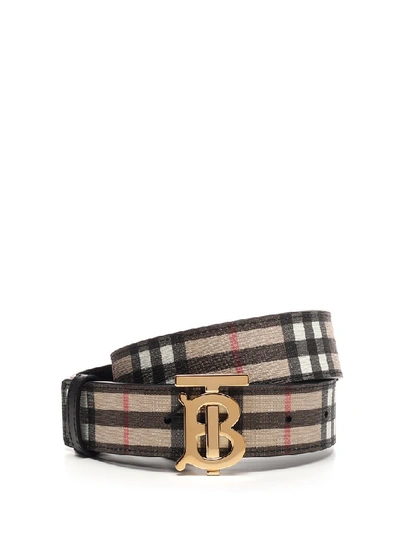 Shop Burberry Tb Buckle Belt In Beige