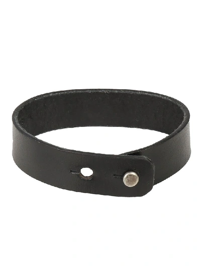 Shop Saint Laurent Leather Bracelet In Black