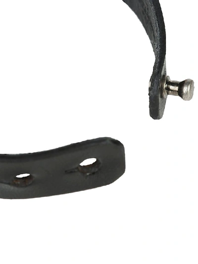 Shop Saint Laurent Leather Bracelet In Black