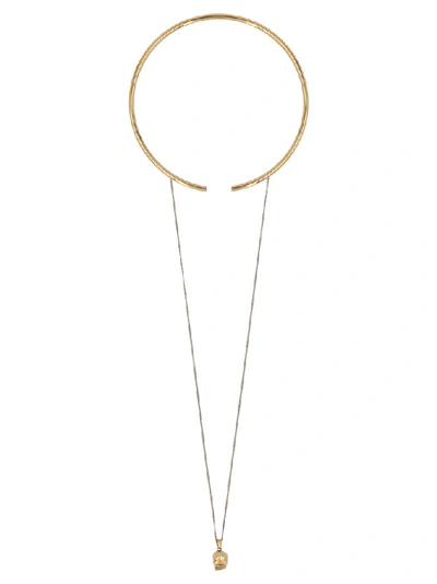 Shop Alexander Mcqueen Skull Pendent Necklace In Gold