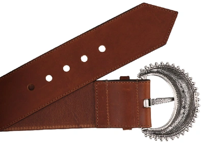 Shop Etro Moon Detail Buckle Belt In Brown