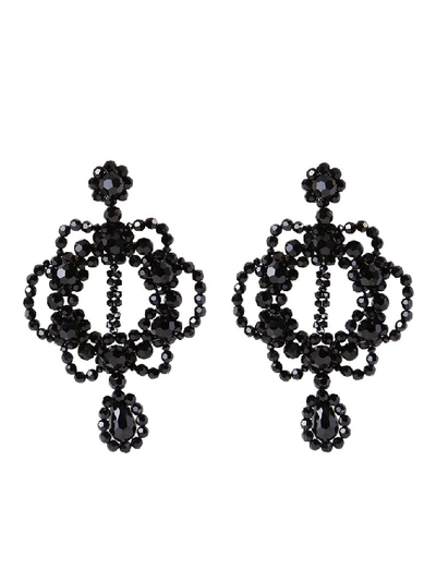 Shop Simone Rocha Embellished Earrings In Black