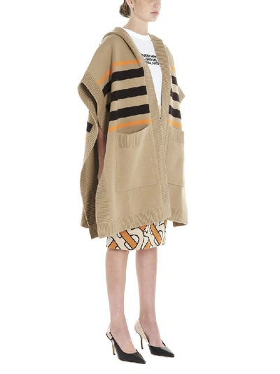 Shop Burberry Monogram Hooded Cape In Beige