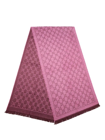 Shop Gucci Gg Supreme Jacquard Scarf In Pink