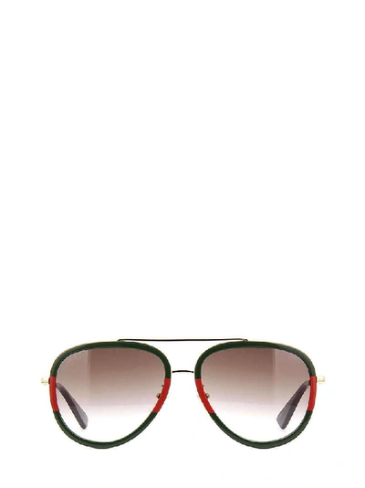 Shop Gucci Eyewear Aviator Frame Sunglasses In Multi