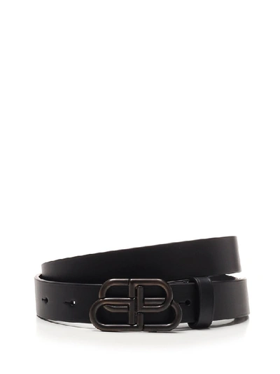 Shop Balenciaga Bb Buckle Belt In Black