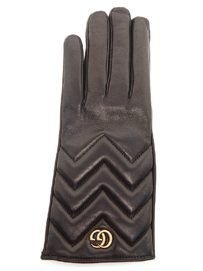 Shop Gucci Gg Marmont Gloves In Black