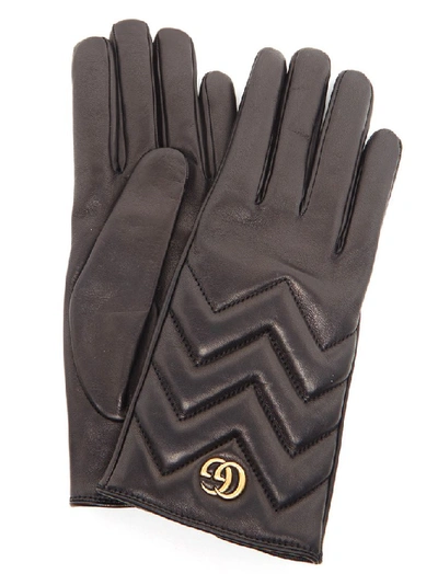 Shop Gucci Gg Marmont Gloves In Black