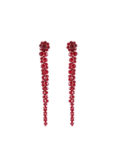 Shop Simone Rocha Drop Embellished Earrings In Red