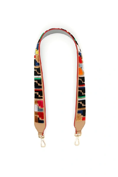 Shop Fendi Logo Embellished Shoulder Strap In Multi