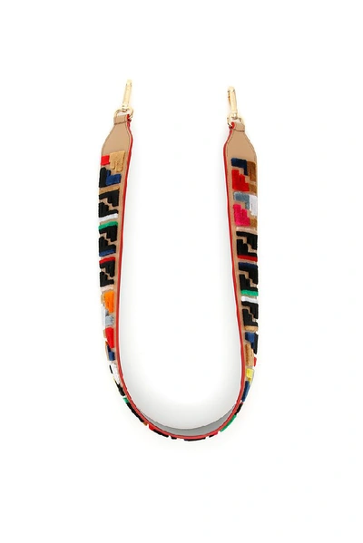 Shop Fendi Logo Embellished Shoulder Strap In Multi