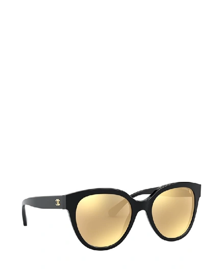 Pre-owned Chanel Round Frame Sunglasses In Black