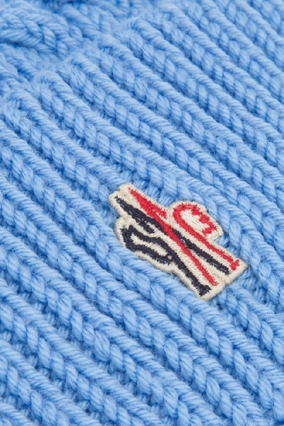 Shop Moncler Grenoble Pompom Beanie In Blue