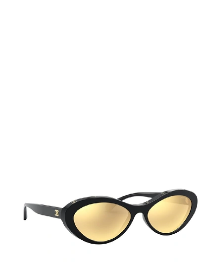 Pre-owned Chanel Oval Frame Sunglasses In Black